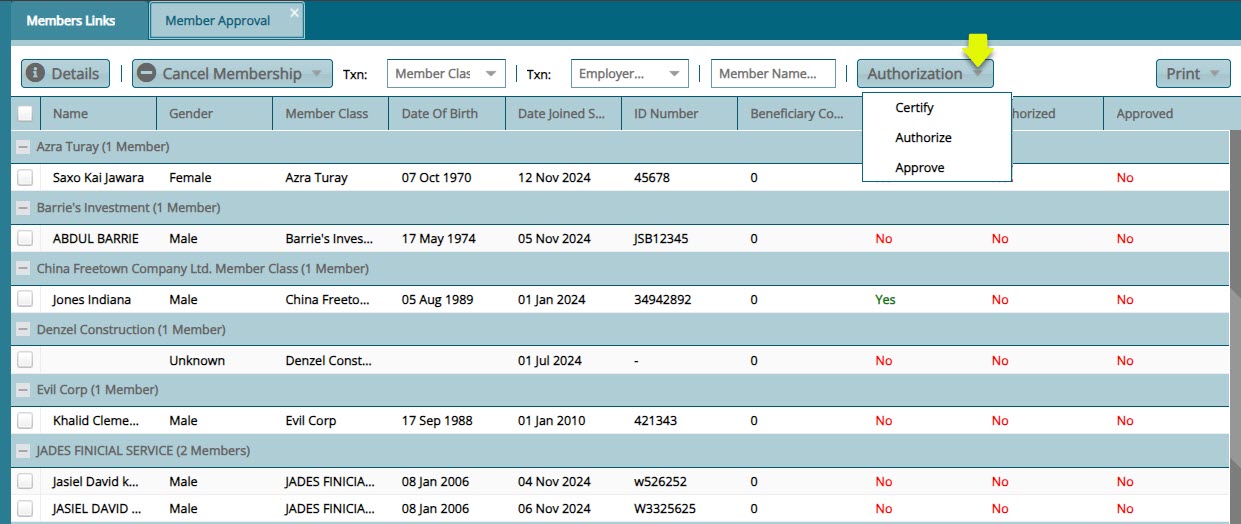 MSS Membership approval window