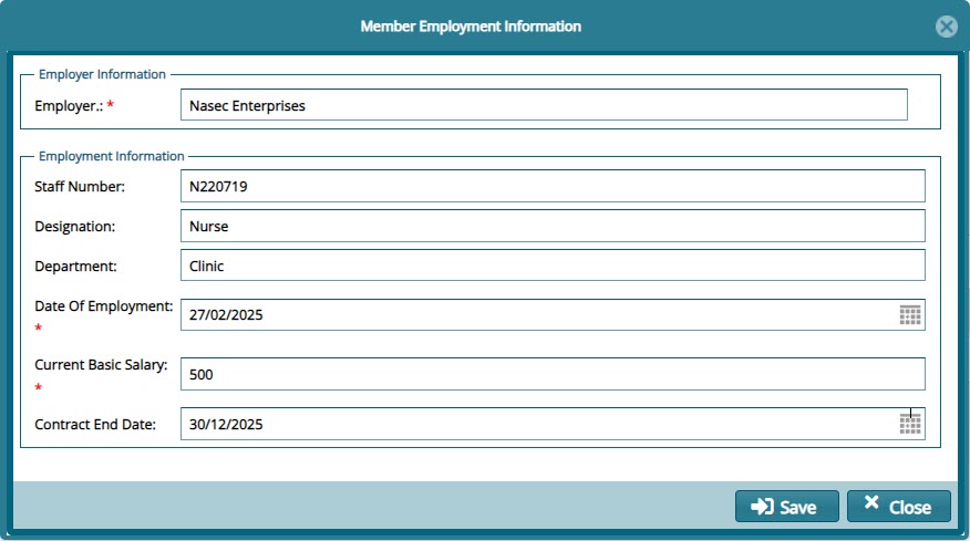New employment Information