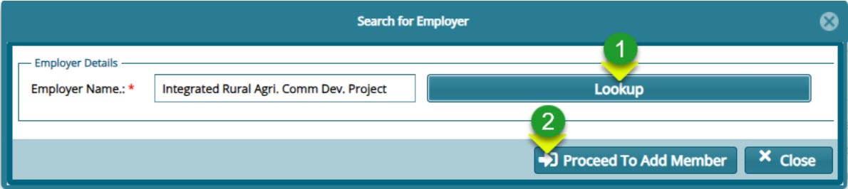 employer search dialog window