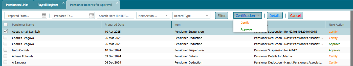 Pensioner Updates Approval