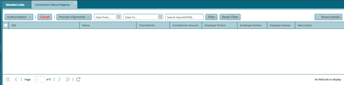 Contributions Refund Register