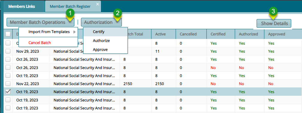 Members Batch Register