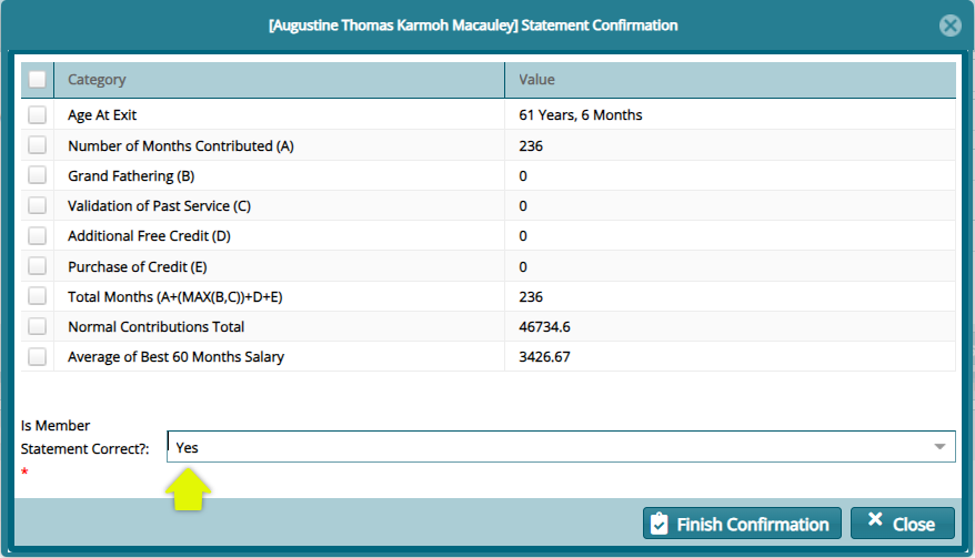 Validate Member Statement