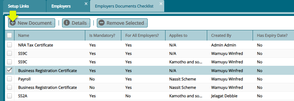 New Employer Document