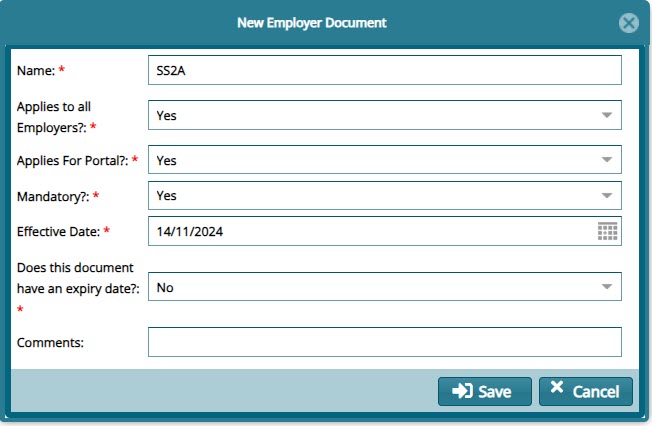 New Employer Document