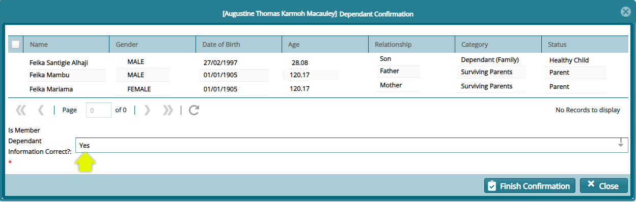 CValidate Member Beneficiary Statement Information