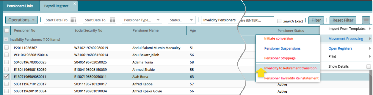 Movements Processing