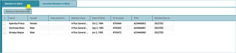 Restore Membership