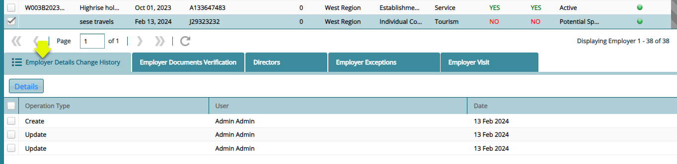 Employer Change History