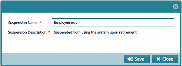 new Reason for Suspension