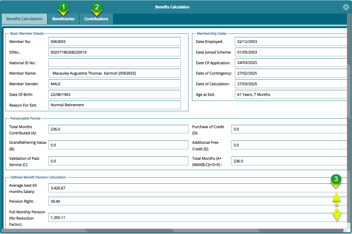 Show Benefits Calculation