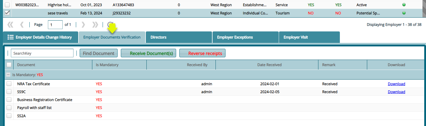 Employer Documents Verification
