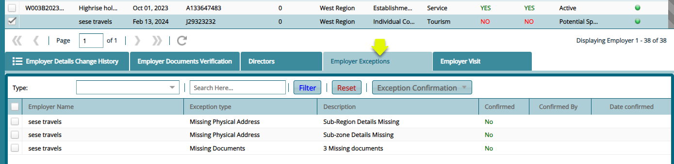 Employer Exceptions