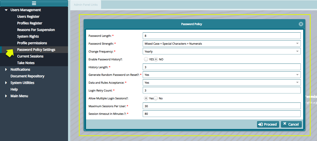 Password Policy Settings