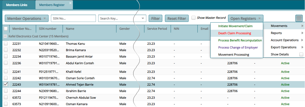 Death Claim Initiating Process