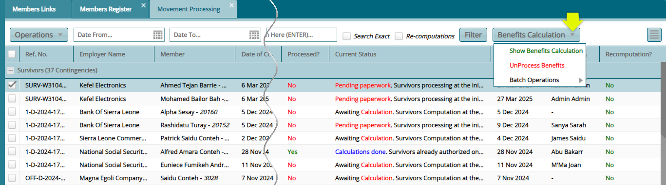 Show Benefits Calculation