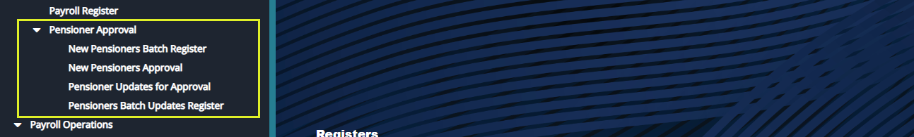 pensioners approval menu