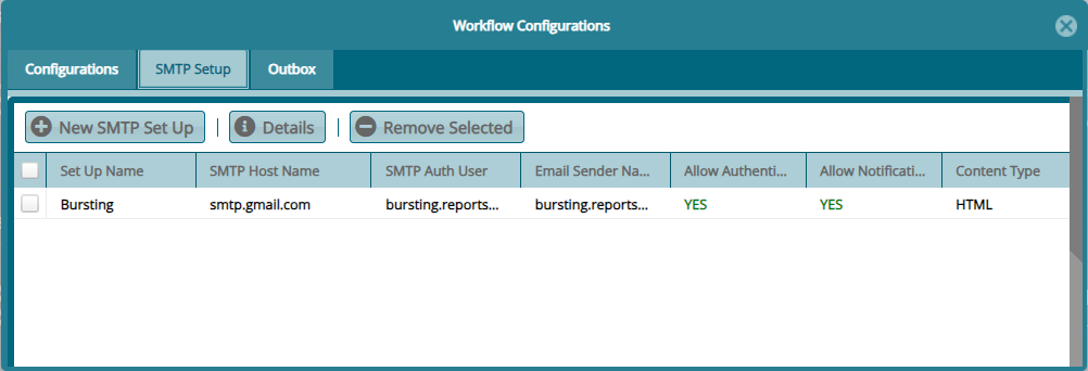 New Config for SMTP Setup