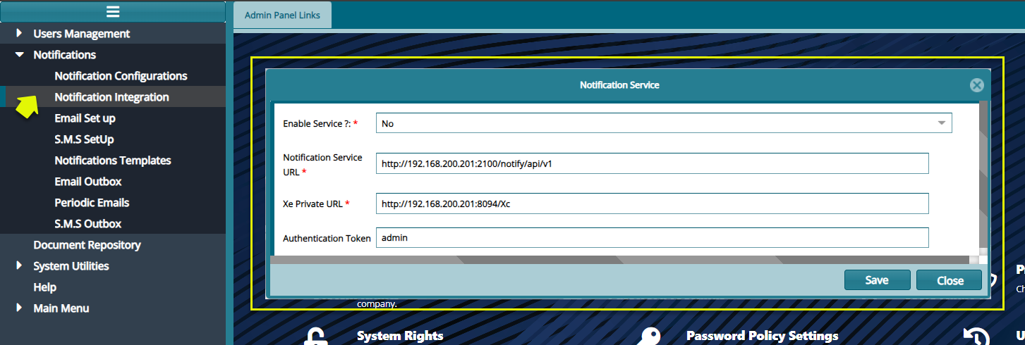 Notifications integration