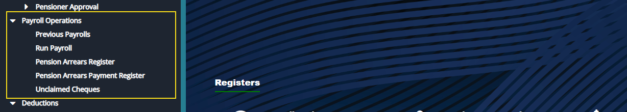 Payroll Operations menu