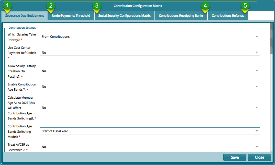 Contribution Configuration Matrix