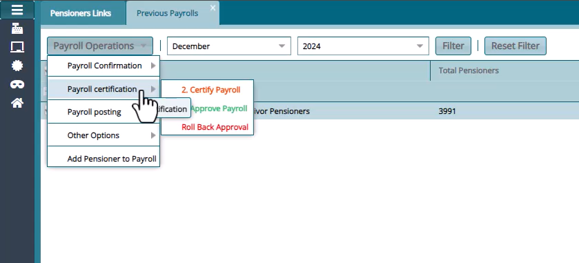 certification menu button