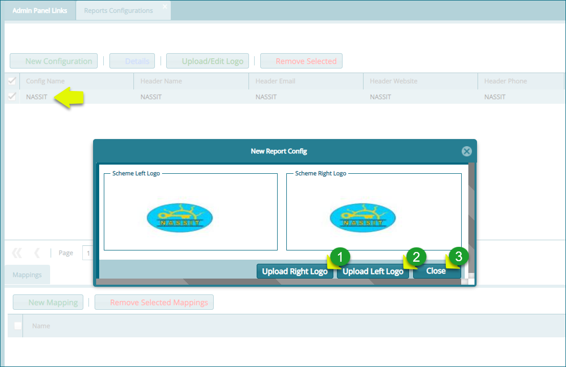 Uploading report logos