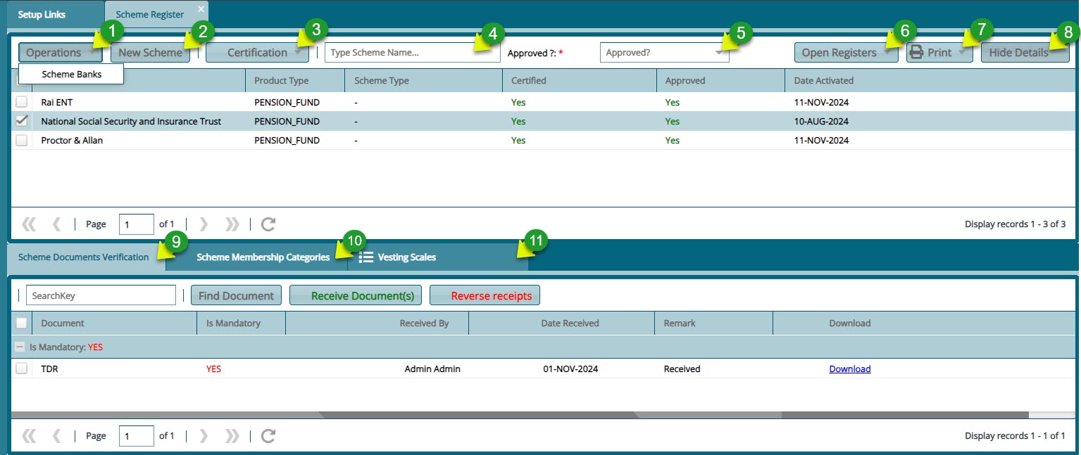 scheme setup dashboard