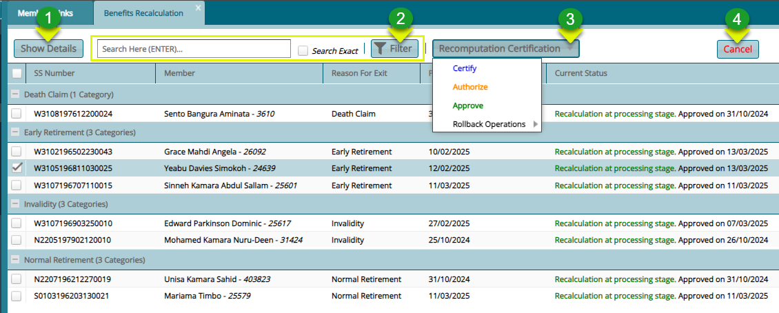 Benefits Recalculation