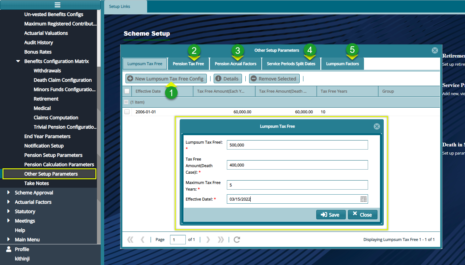 Other Pension Parameters