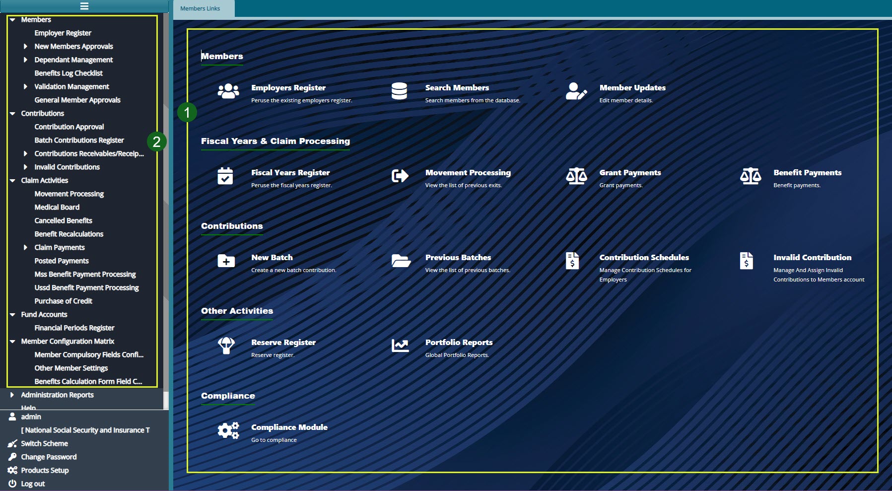 Members module dashboard 