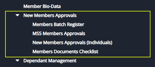Members BioData approva window